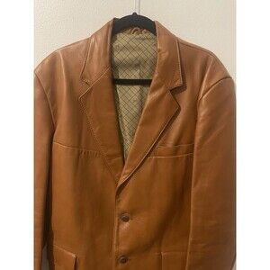 Vintage Clipper Mist Londontown Men's Brown Geniune Leather Blazer Size 42 Tall